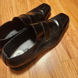 Shiny Black Leather Loafers